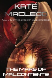 Book cover for a young adult space opera novel. The image is of a girl in a spacesuit with Mars behind her. Overlaying her is the image of Martian mining tunnel.