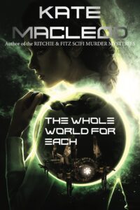 Book cover for a young adult space opera novel. The image is of a girl holding her long braid. Overlaid with her is the outline of a planet and a spaceship.